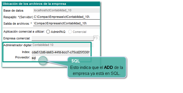 Identificar empresa con ADD en SQL