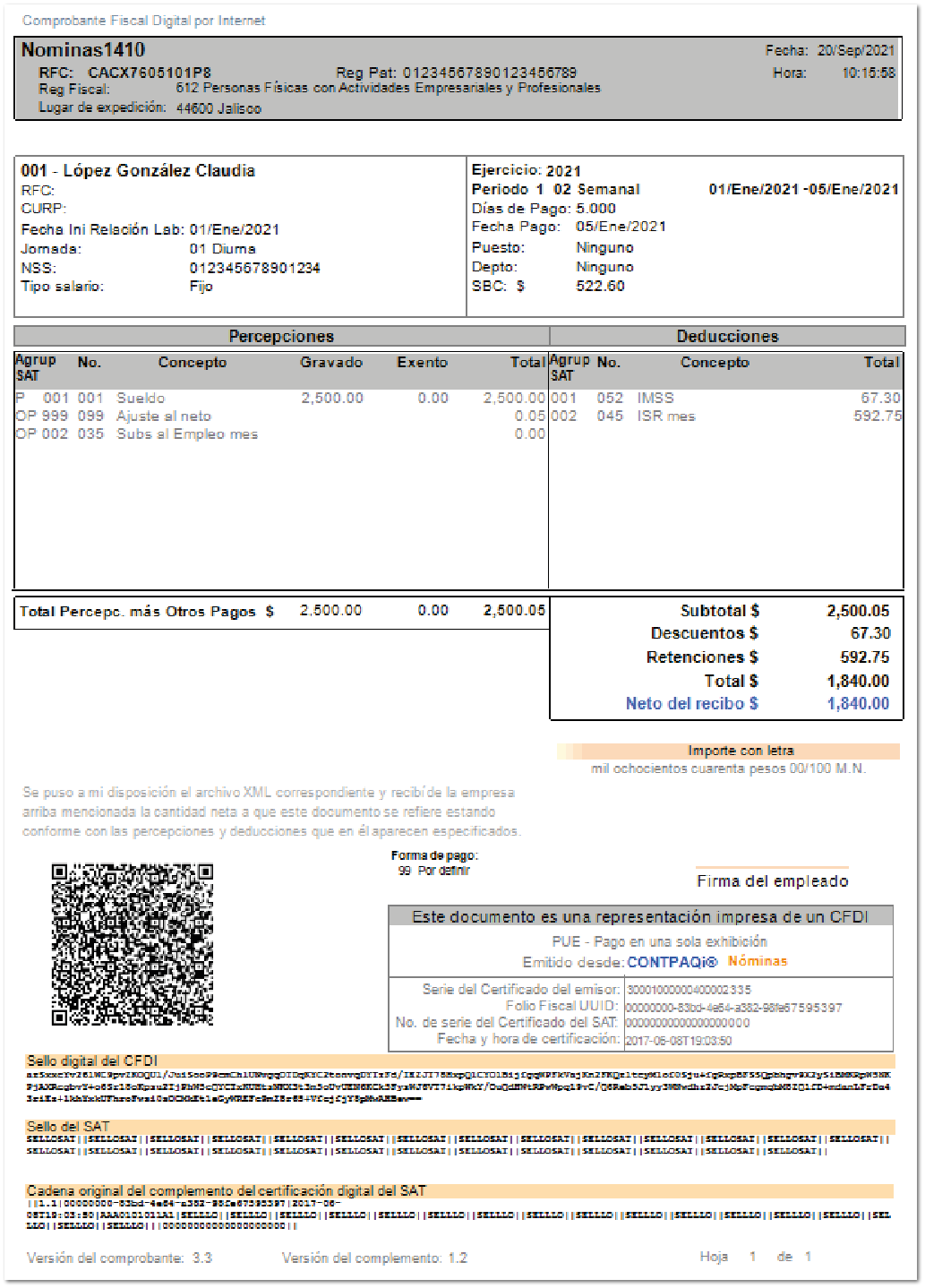 Impresión de recibos electrónicos