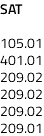 SAT 105.01 401.01 209.02 209.02 209.02 209.01